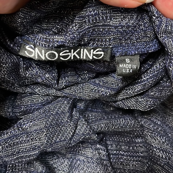 Sno Skins Navy Silver Cowl Neck Sweater Small Made In USA - Picture 5 of 6